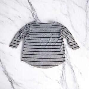 Market & Spruce Women's Striped Pullover Top Gray/Black Striped Size Medium